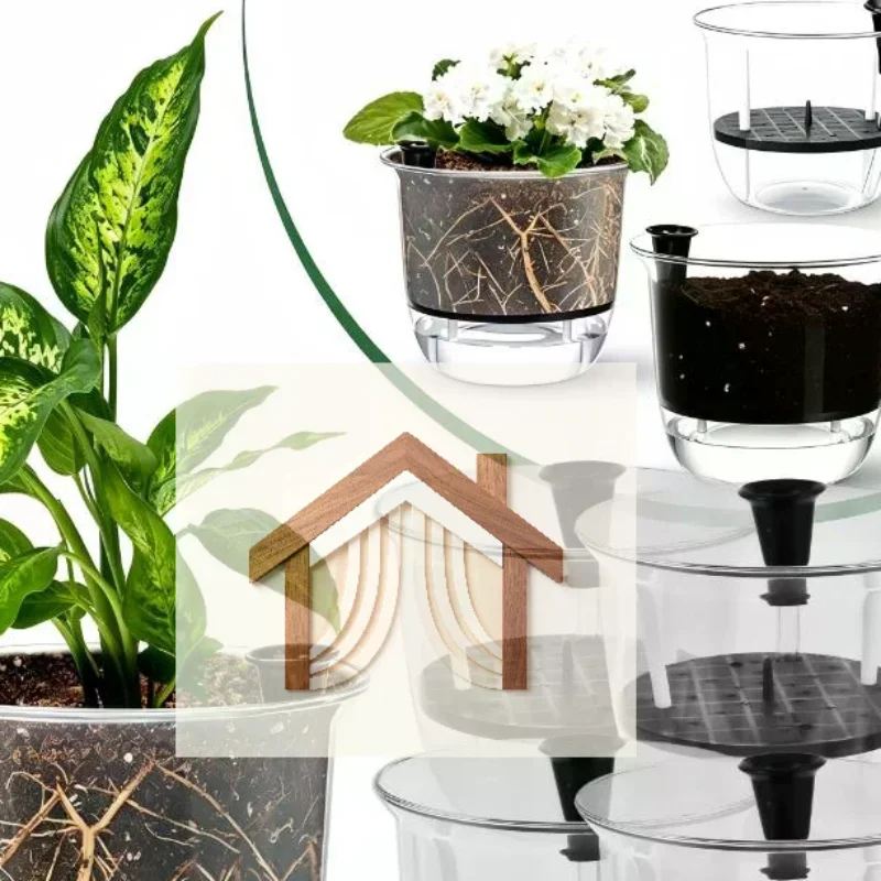 Eco Friendly Self Watering Indoor Plant Pots Deep Reservoir for Spider Plants Orchids Office Desktop Decoration