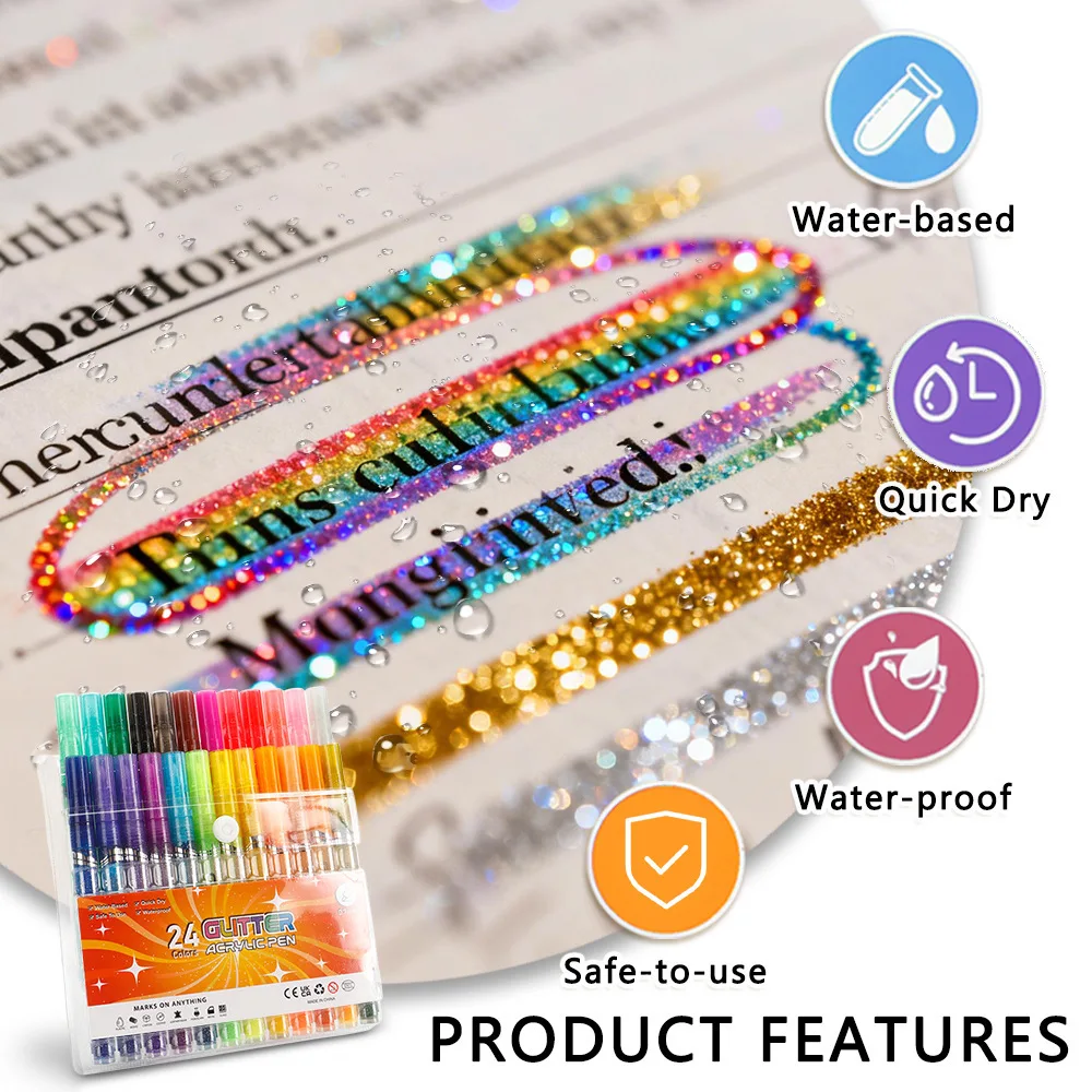 

Best-selling flashing marker set 24-color student graffiti DIY drawing pen colored card marker