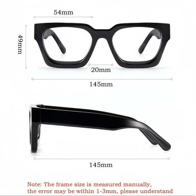 YIMARUILI Fashion Retro Men Glasses Square Big Size Acetate Wide-rim Design Optical Prescription Eyeglasses Frames Women RD29006