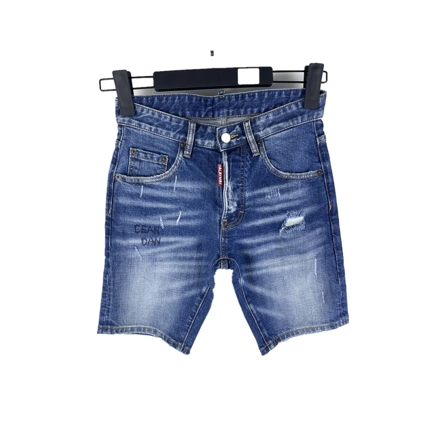 

3001, весна/лето, новые джинсы D2, мужские джинсовые шорты, потертые водой, с принтом в реальном времени, маленькие ножки, синие