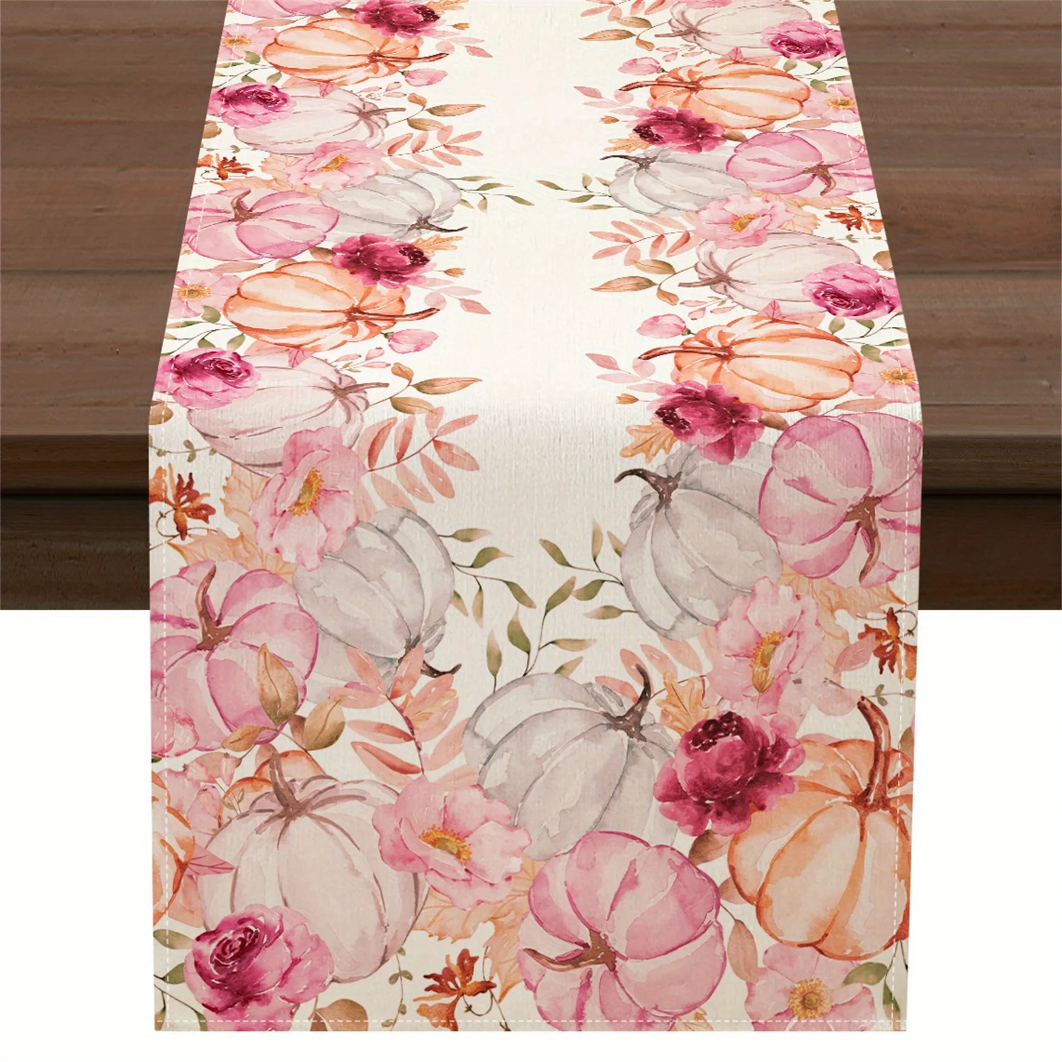 1 Piece of Pink Pumpkin Rose Autum Table Runner, Suitable for Restaurants, Homes, Harvest Parties, Pastoral Style Decorations, and Market Displays.