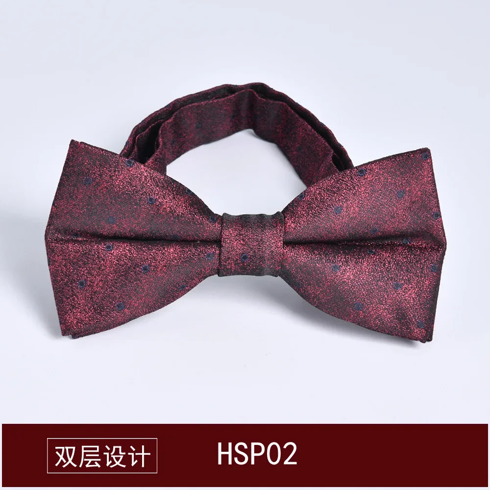 high quality Bow tie men's wine red double jacquard groom wedding festival red flathead bow tie for men