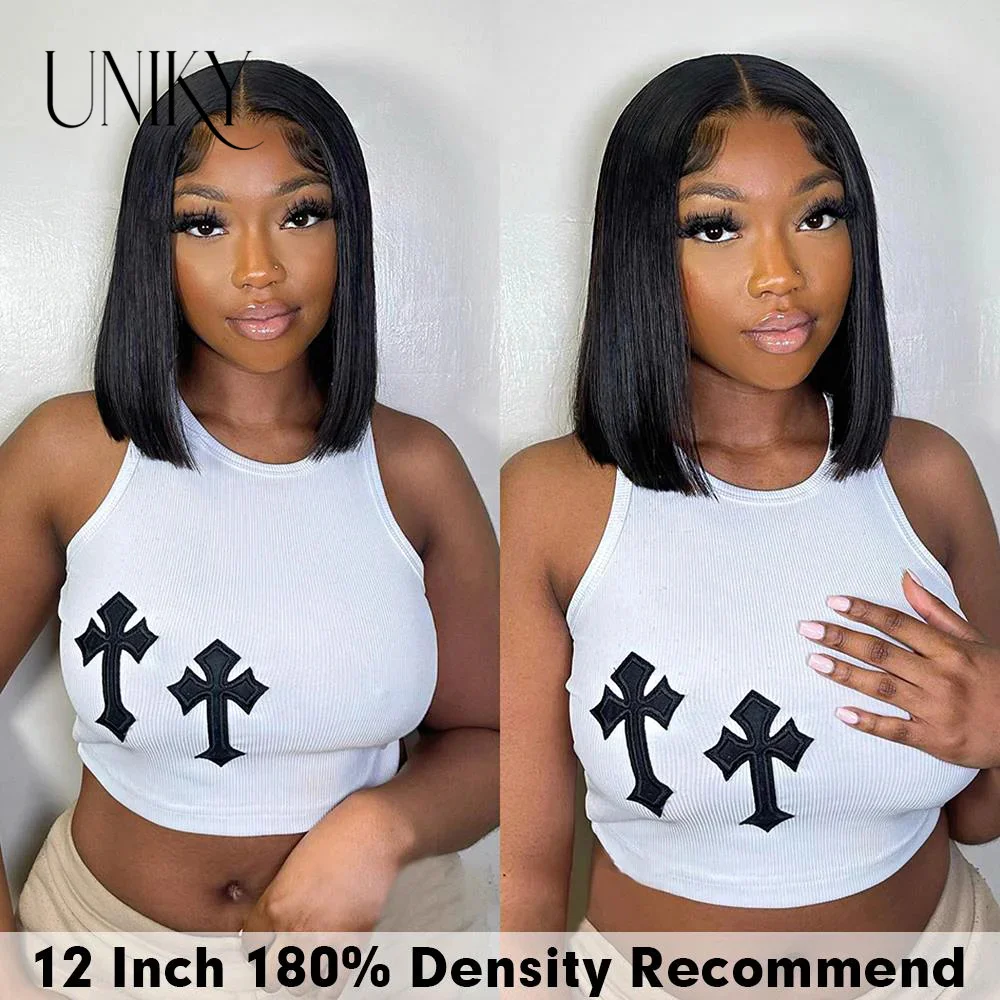 Wear Go Glueless Wig 10 12 Inch Bone Straight 8x5 HD Lace Frontal Wig Human Hair Pre plucked 6x4 Transparent HD Lace Front Wig