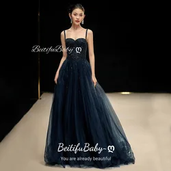 BeitifuBaby Women's Evening Prom Dress Vintage Strap Starlit Sky Fishbone Skirts Banquet Dresses for Women Vestidos Elegantes