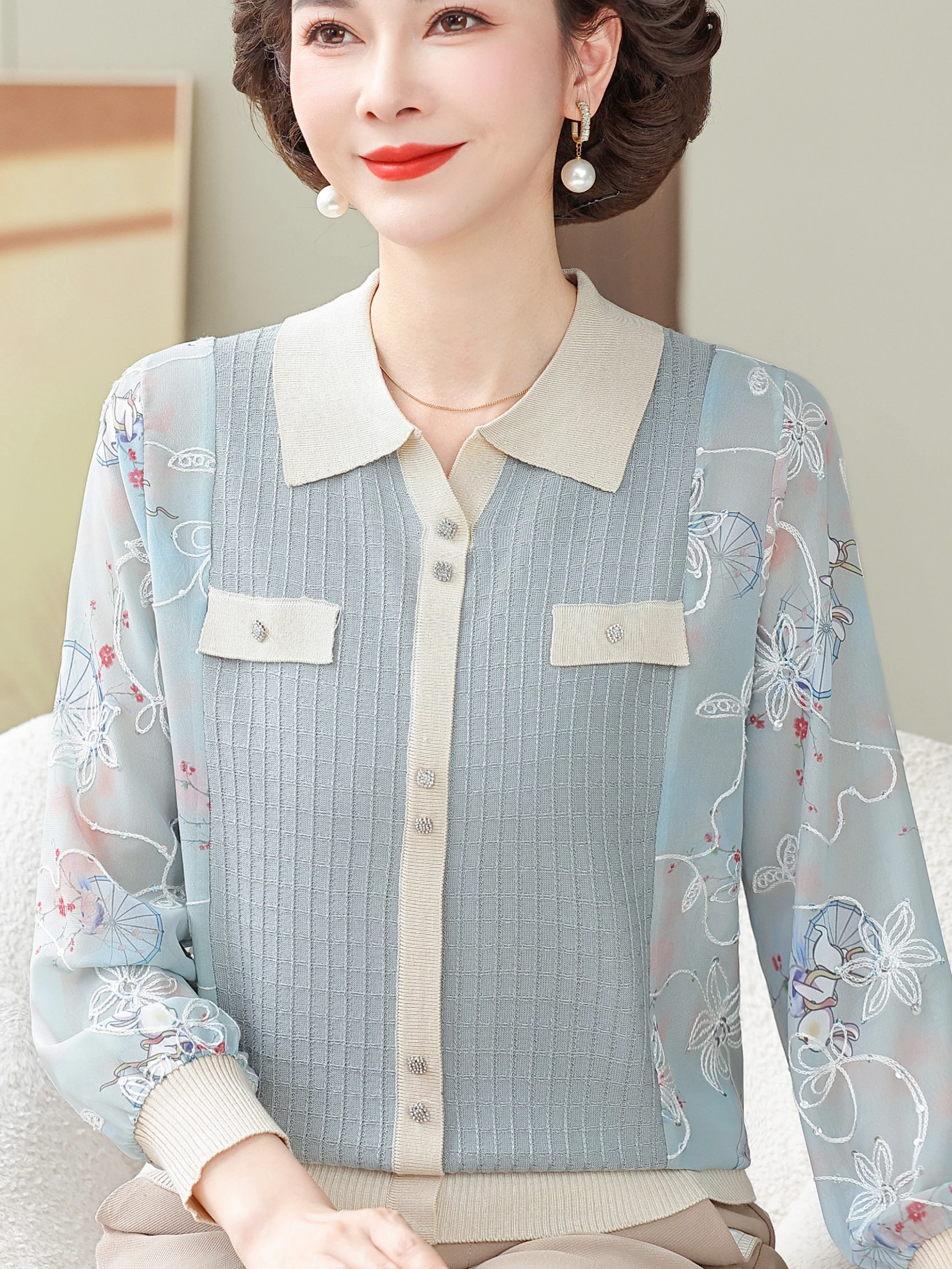 

Весенняя новинка: трикотажная футболка для мам с полурукавом, шифоновый топ для женщин среднего и старшего возраста, модный, дышащий, комфортный, хлопковый...