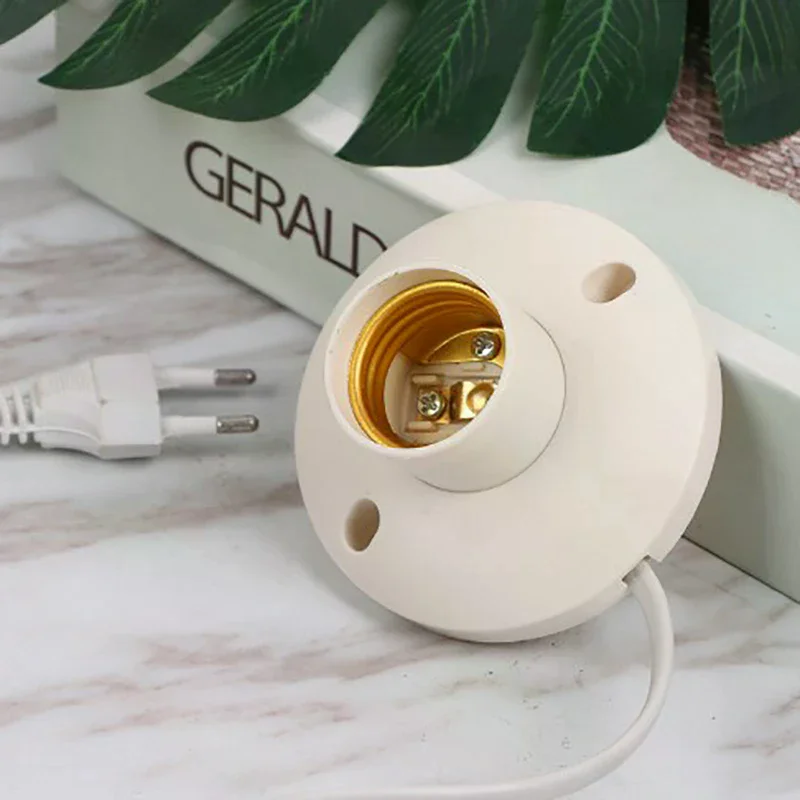 

1Pcs EU LED Stand Lamp Holder E27 Bulb Plug Dome Socket With Cable Base For Table Light Night Stands Lampholder Accessories