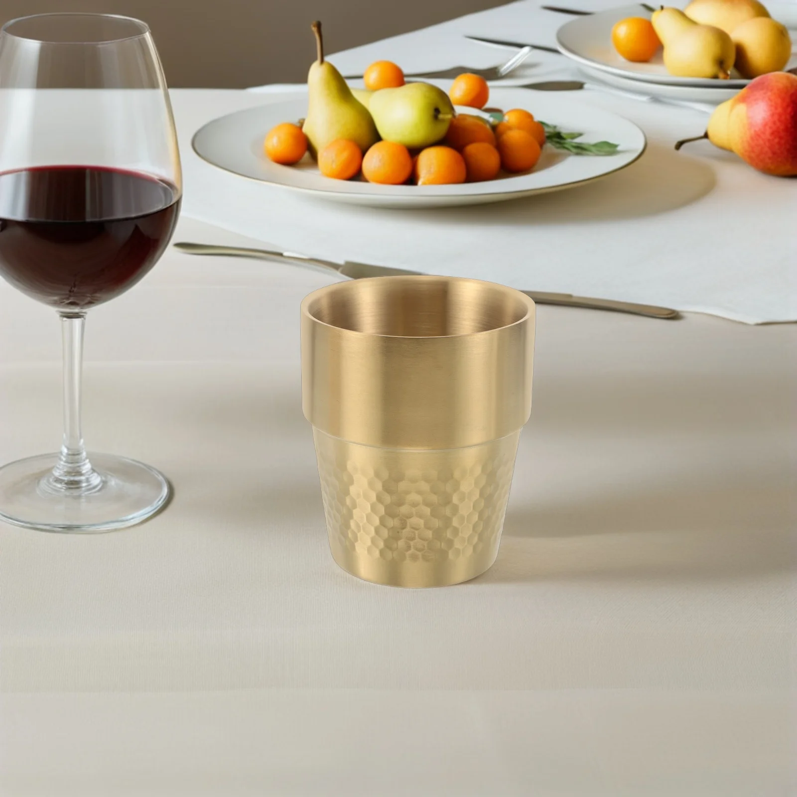 

2pcs Stainless Steel Hammer Pattern Water Cup Set Anti Slip Beer Mugs Camping Picnic Home Use Gold Design Drinkware Tumbler 304