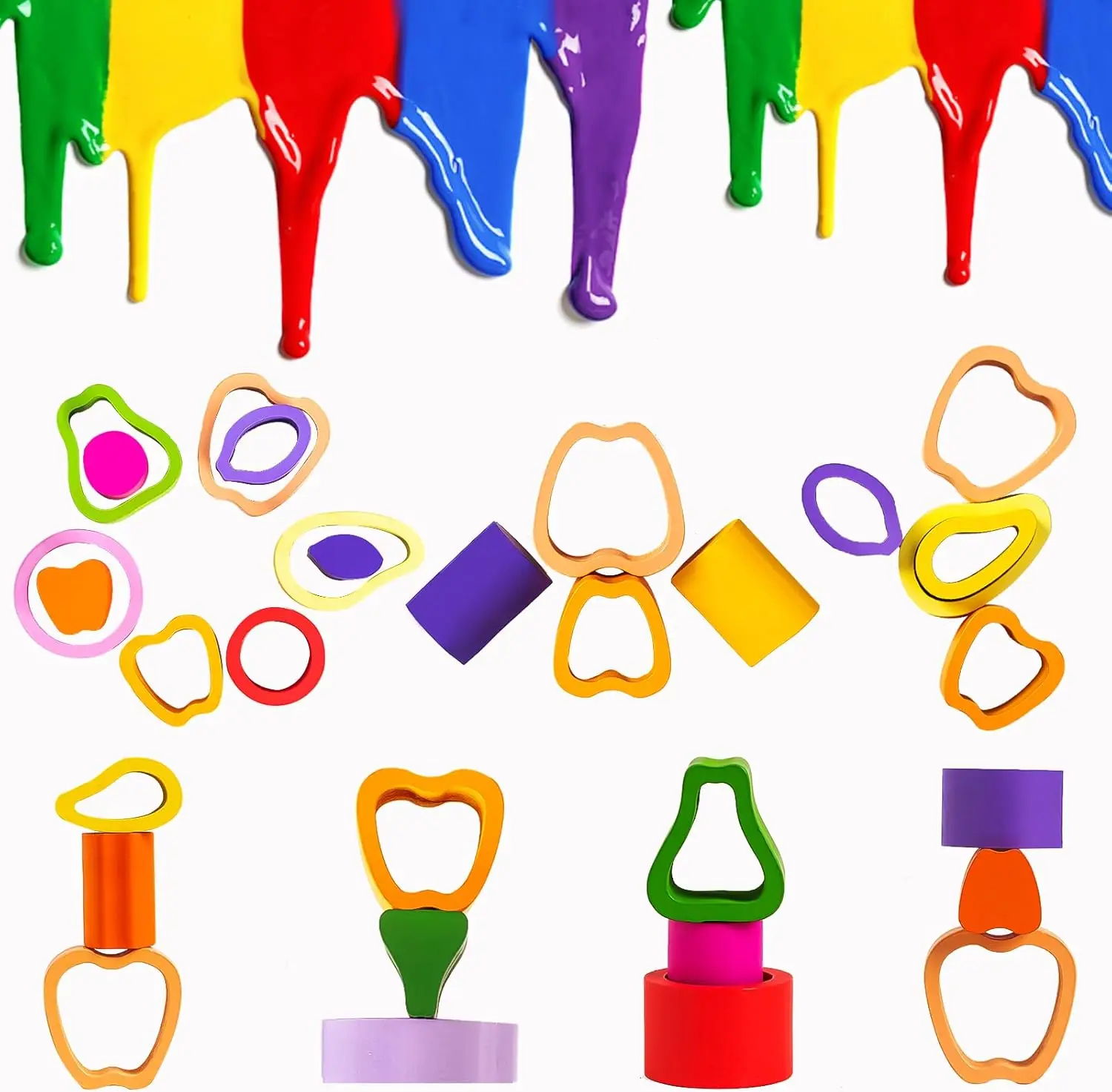 Jouets Montessori pour garçons et filles, jouets de tri et d'empilage en bois pour tout-petits, trieur de formes, empileur de couleurs, cadeaux pour enfants d'âge préscolaire