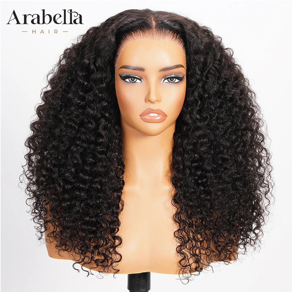 

ARABELLA Hair 13x6 Wear Go Glueless Human Hair Lace Frontal Wig Deep Curly Wave Natural Black Color Minimal Knots Pre-Plucked