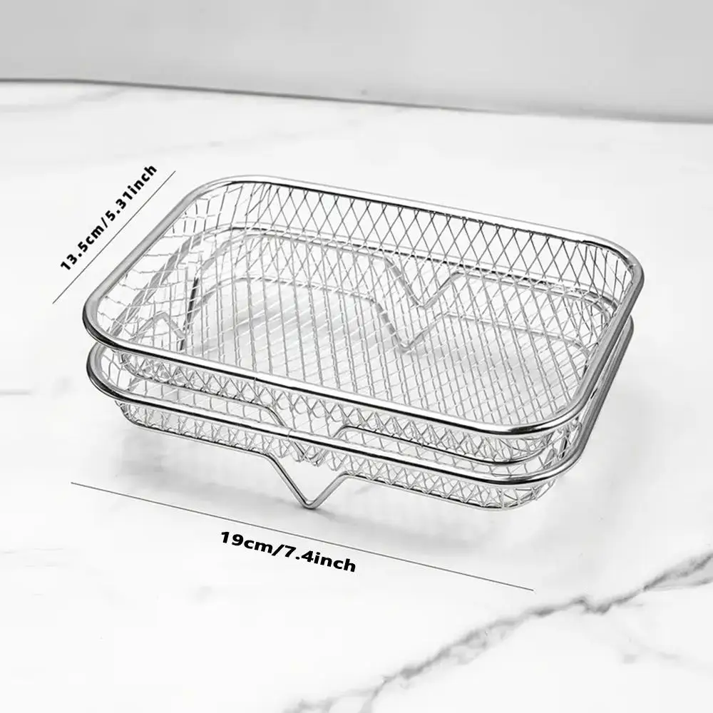 2-Pack Stainless Steel Air Fryer Racks | Double Layer Stackable Dehydrator & Filter Stand for Crispy, Healthy Cooking