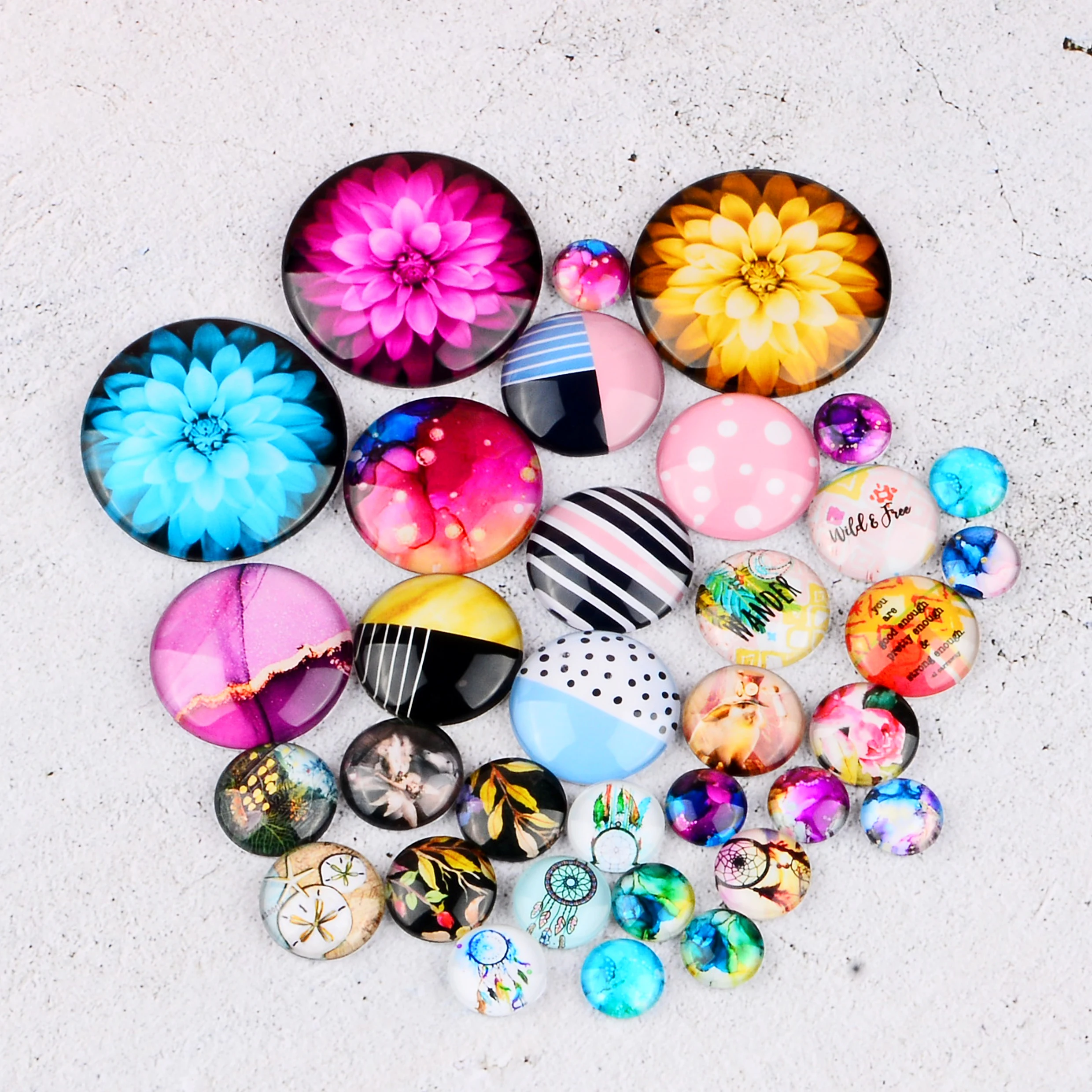 Handmade Round Leopard Print Photo Glass Cabochons, Jewelry Finding Cameo Pendant Settings, (F047-583)