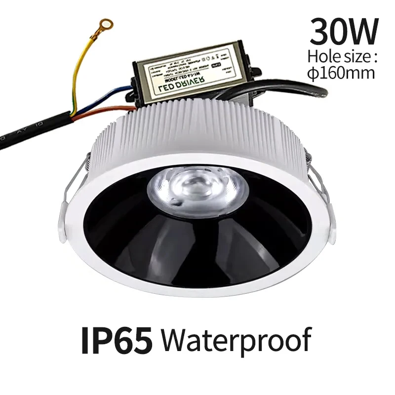 

Downlight impermeável IP65LED, umidade e névoa, cozinha banheiro e vaso sanitário holofotes, beirais ao ar livre, AC 220V, 30W,