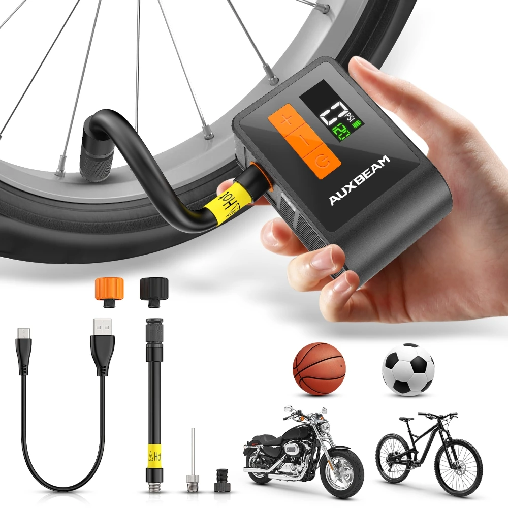 

120PSI Mini Electric Bicycle Tire Pump with PRESTA AND SCHRADER VALVE Brushless Motor Lightweight Automatic AIR PUMP