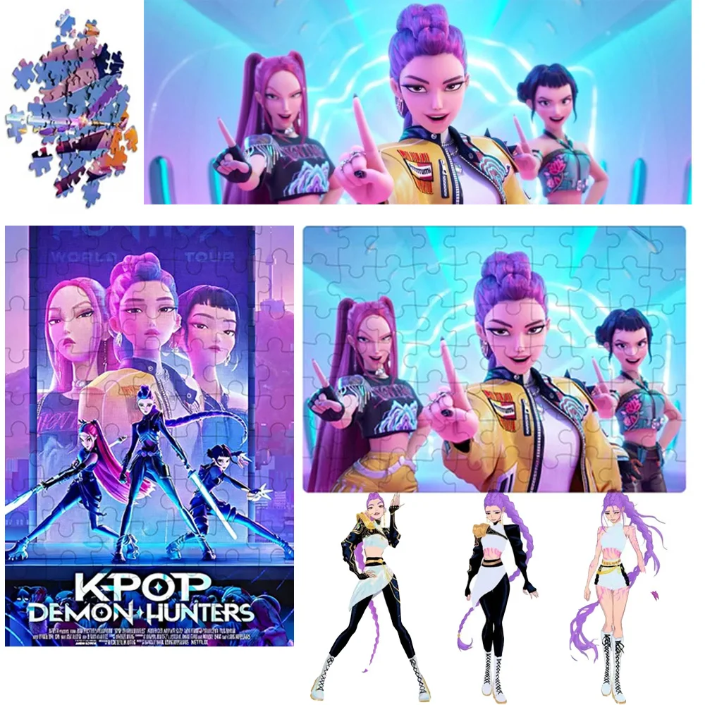 

Hot 7 Styles Anime Kpop Demon Hunters Theme Board Game Toys Rumi Mira Zoey Huntrix Character Pattern Puzzle Kids Surprise Gifts