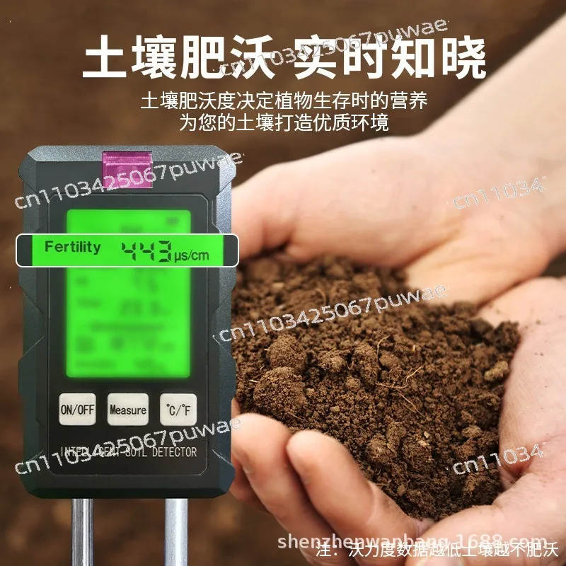6 in 1 Soil Tester, Soil Moisture Fertility Temperature PH Meter, Digital Soil Detector for Garden Plant Care