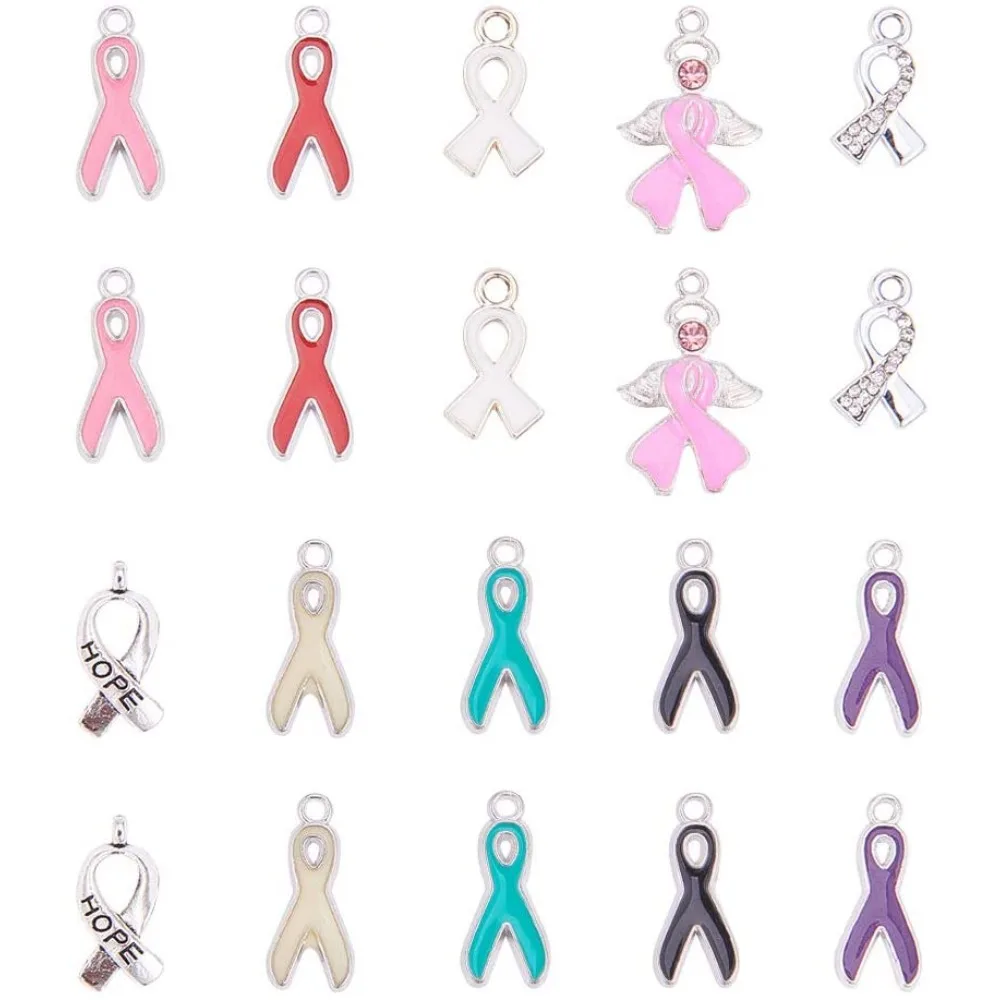 

Alloy Enamel Pendants Awareness Ribbon Mixed Color Plastic Box: 13.5x7x3cm