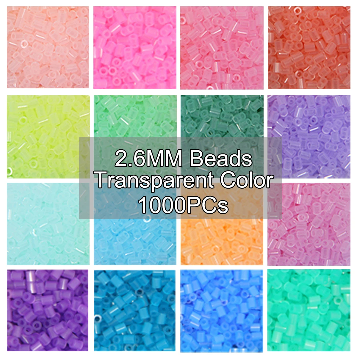 2.6Mm Transparante Kleur Mini Kralen 1000Pcs 24 Kleuren Zekering Kralen Voor Kids Gift Hama Kralen Diy Puzzels Ijzer kralen Hoge Kwaliteit