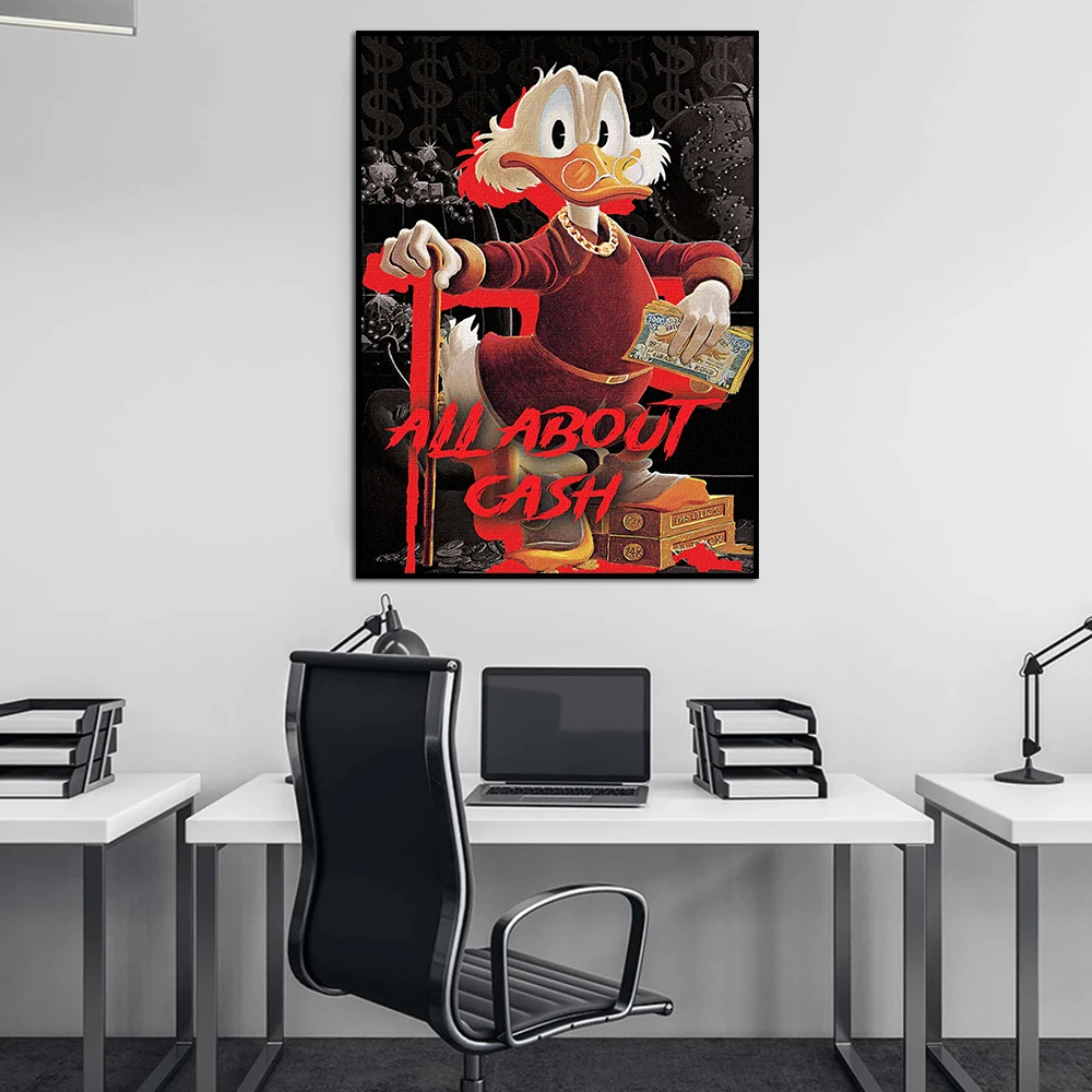 All About Cash Scrooge McDuck Painting Disney Art Canvas Poster Print Money Pictures Study Home Office Room Wall Decor Cuadros