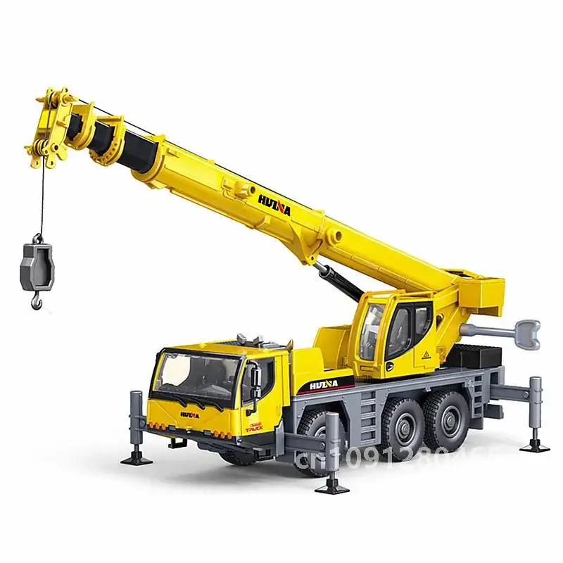 1:50 Scale Alloy Model Truck-Mounted Crane Model Huina 1702 Simulation Construction Engineering Vehicle Crane Children's Toy Car