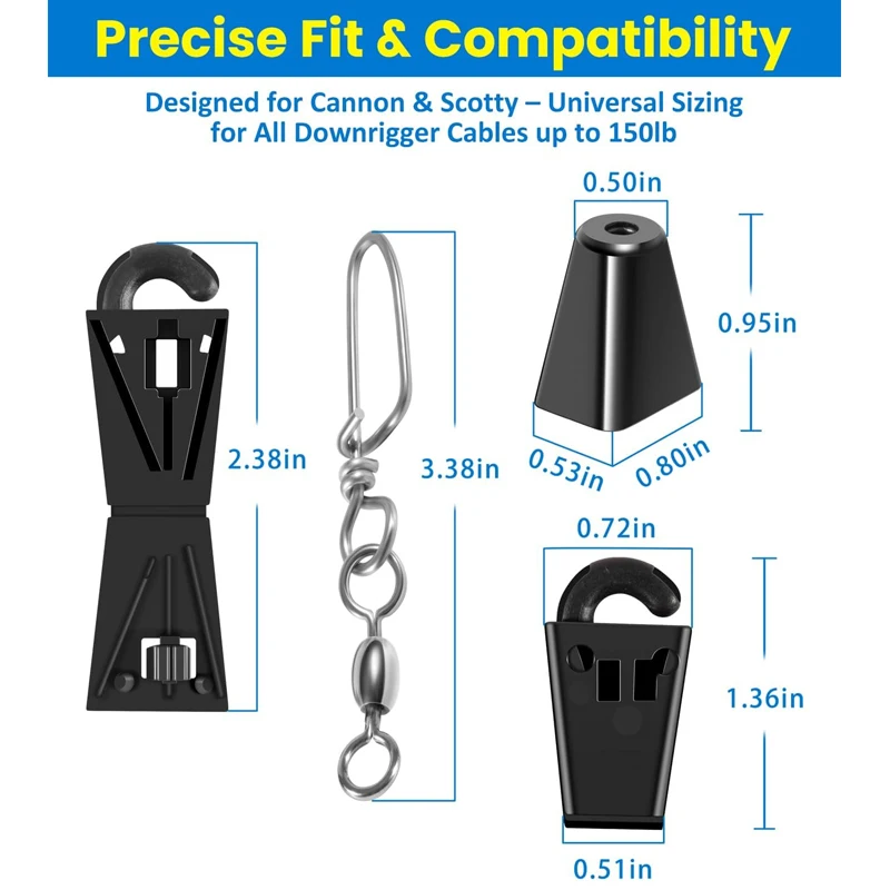 Boat Downrigger Terminal Kit Qty of 6  Ball Clip Release Clips for Offshore Fishing Boating Accessories Salt and Freshwater