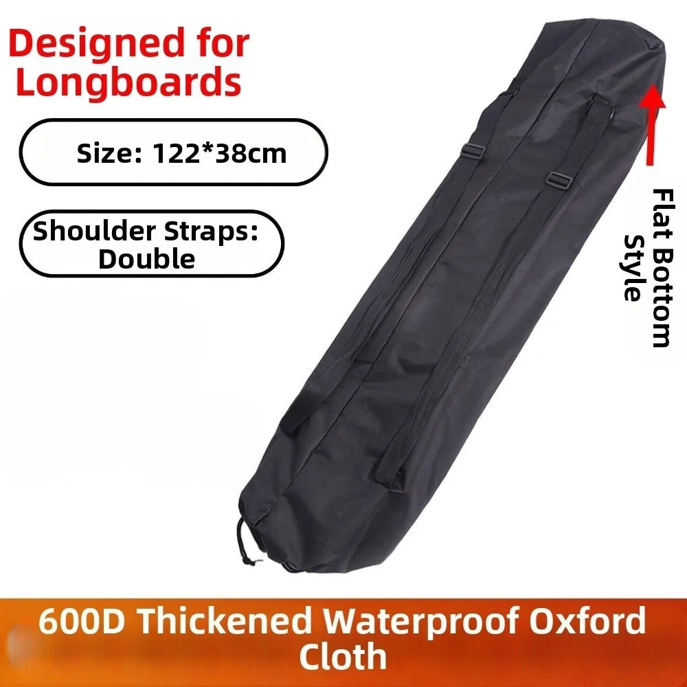 Waterproof Skateboard Carry Bag 600D Oxford Cloth Adjustable Four Wheeled Skateboard Bag Black/Pink Surfboard Backpack