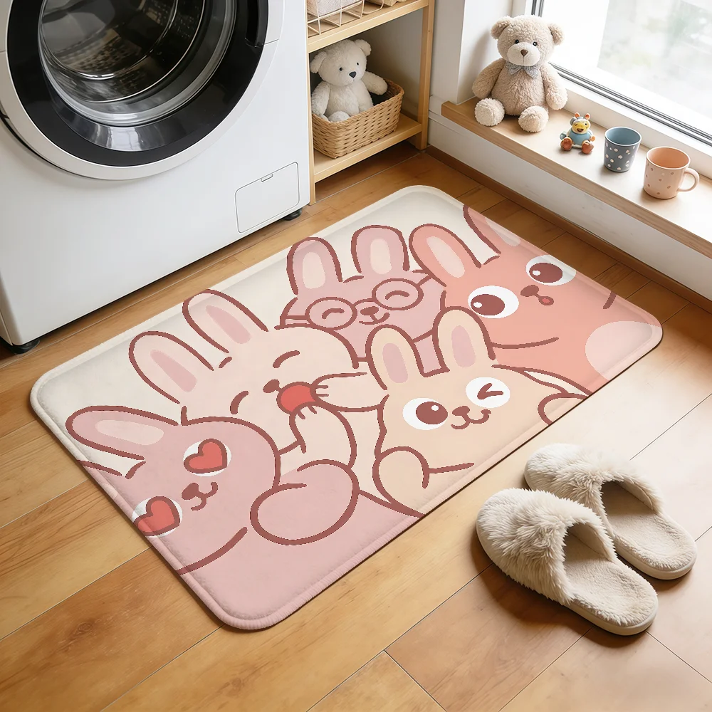 Cute cartoon animal rabbit cat pigs hogar Bedside Rug Kitchen Bath Floor Mat Hallway Balcony Carpet Entrance Doormat Decor Home