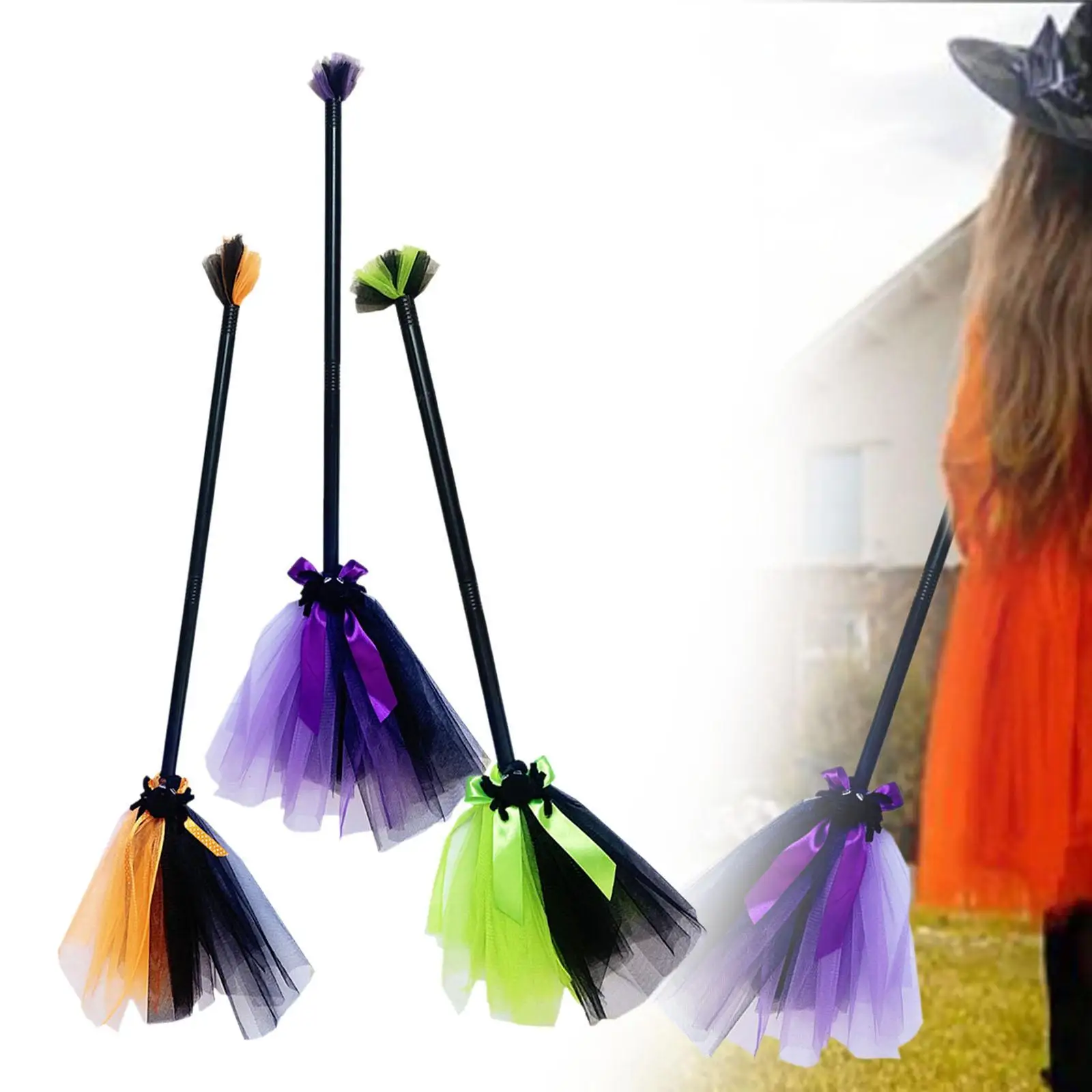 Halloween Broomsticks Decorative Costume Accessory Kids Broom for Dance Party Masquerade Show Dress up Dancing Party Favors