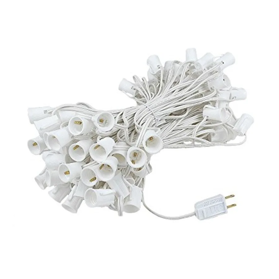

100 Feet C9 Outdoor String Light Christmas Stringer - Patio String Lights - Intermediate Base C9/E17 - 12" Spacing - Wire