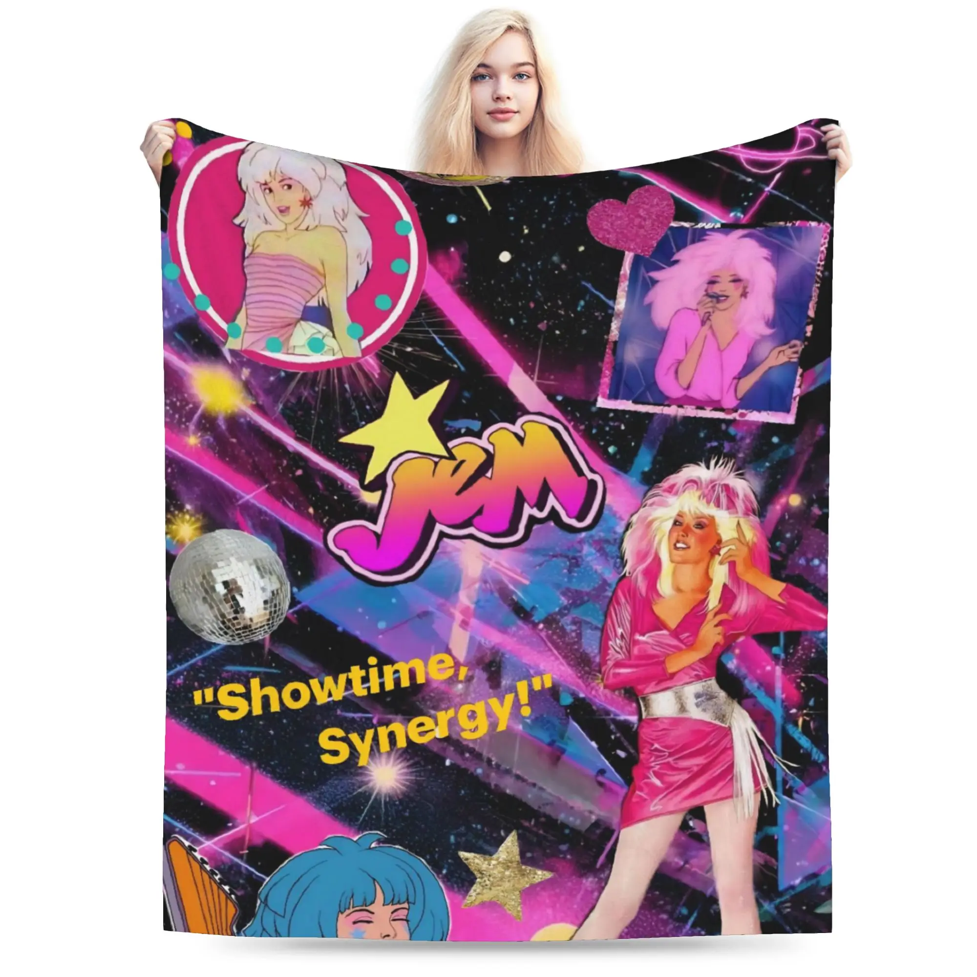 Jem And The Holograms Throw Blanket for Couch  Fuzzy Soft Plush Blanket 50x60 Inch Multi-size Bedspread for All Seasons