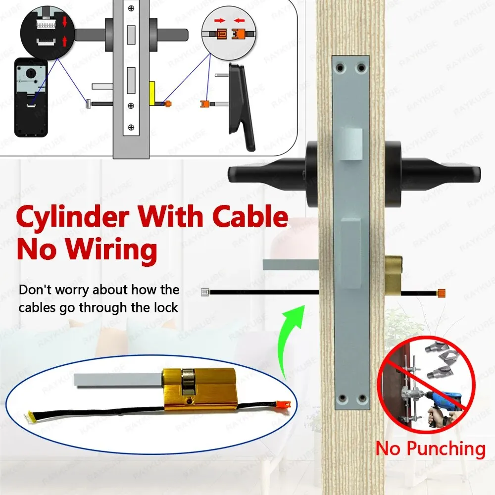 Łatwa wymiana Cylinder Inteligentny zamek APP TTlock Bluetooth Hasło odcisków palców NFC Odblokuj automatyczną blokadę / odblokuj za pomocą baterii