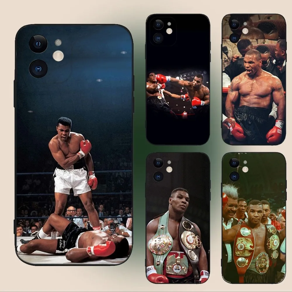 M-MikeS Boxing Champion T-TysonS Phone Case For iPhone 15,14,13,12,11,Plus,Pro Max,XS,X,XR,SE,Mini,8,7 Soft Silicone Black Cover