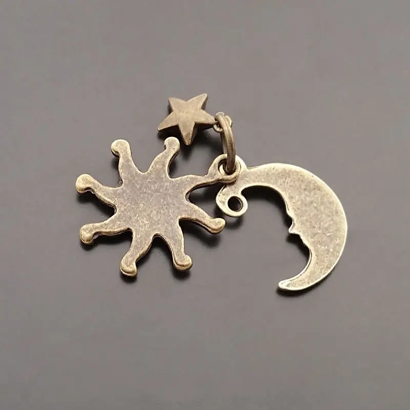Antique Bronze Zinc Alloy Sun Moon Star Set Charms Diy Jewelry Making Supplies Necklace Earrings Accessories for Women