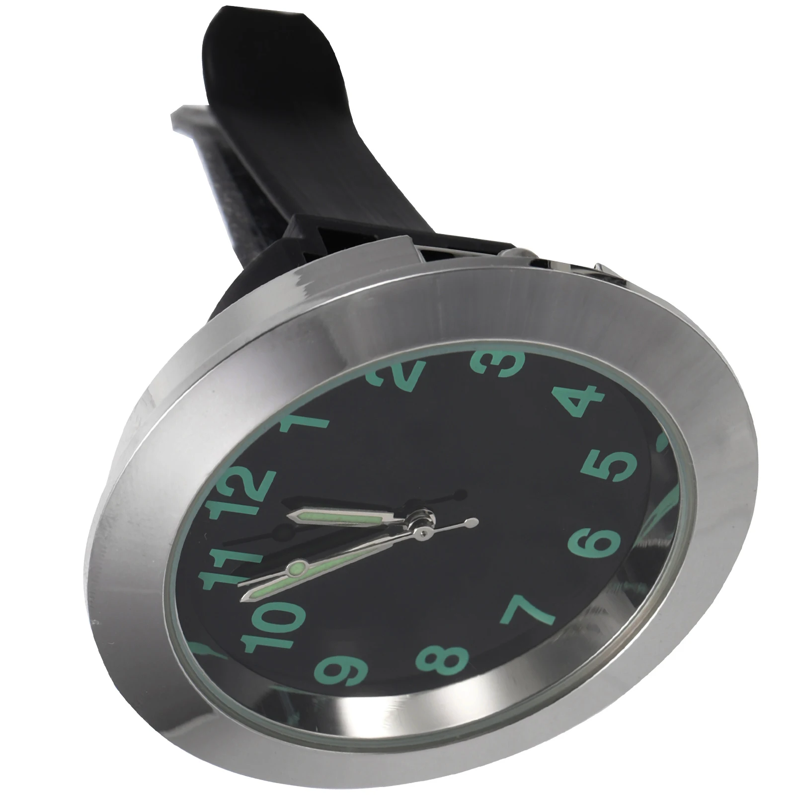 

Night Luminous Electronic Mini Car Dashboard Quartz Clock Silver Compact Alloy Body Clip Mount Waterproof Dash Clock For