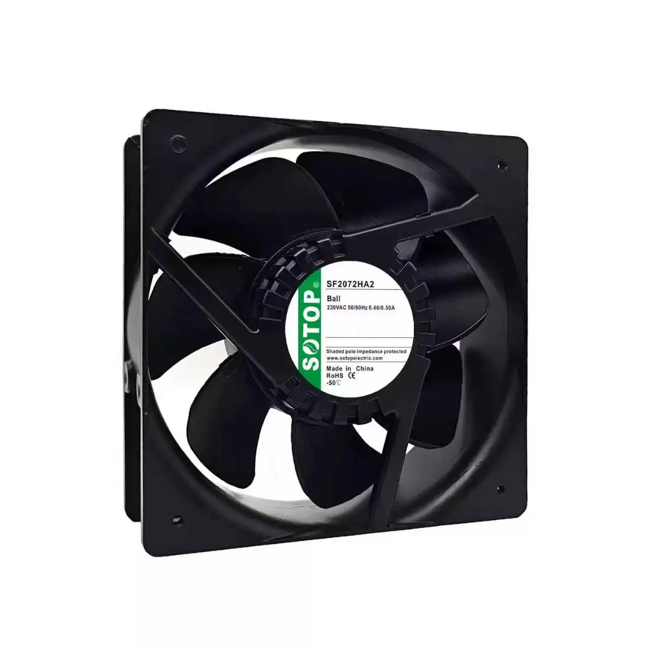 For SOTOP SF2072HA2 AC 230V 50/60Hz 0.46A 0.50A Ball Bearing High Power Industrial Cabinet Axial Cooling Fan CE RoHS