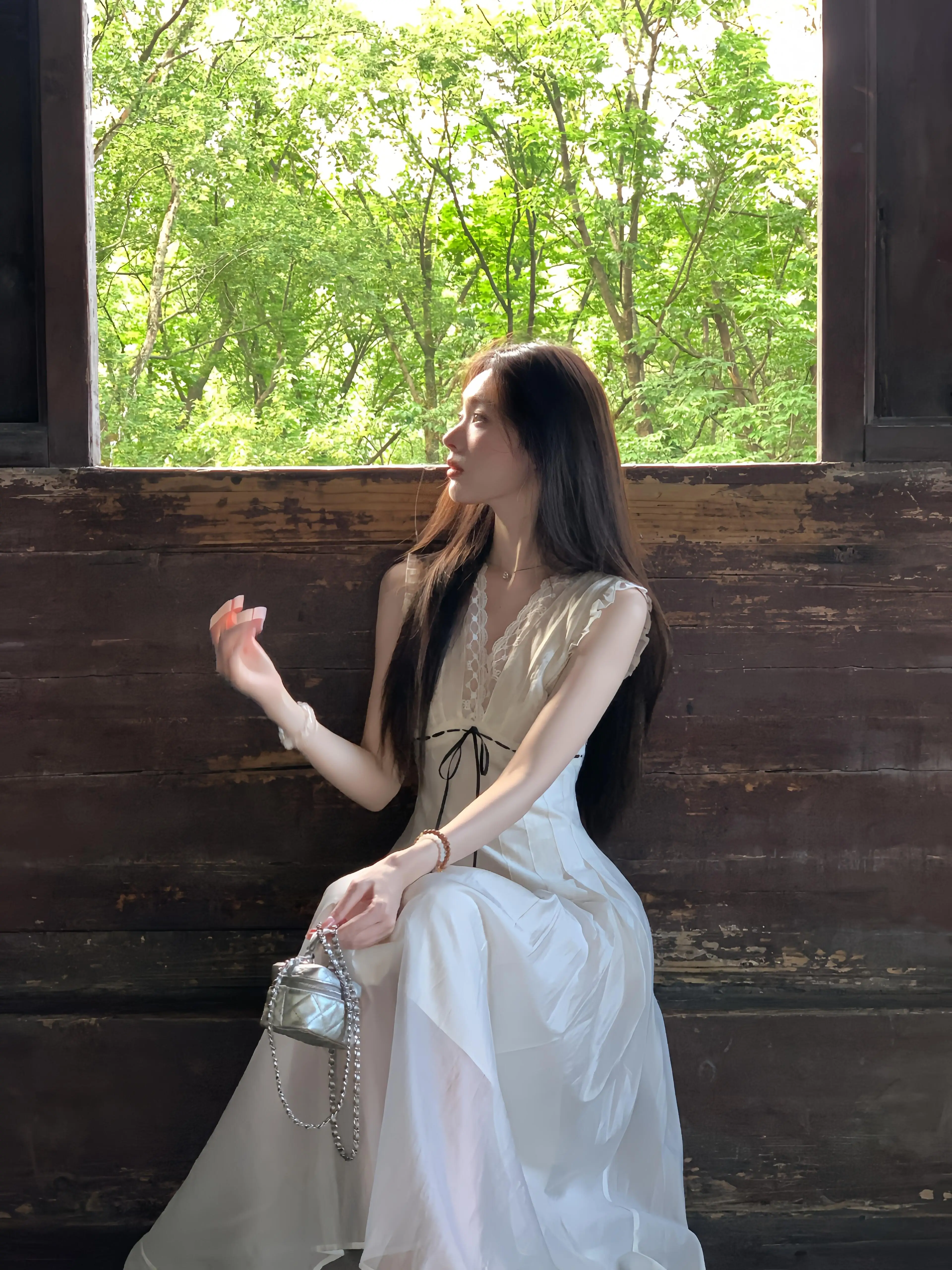 Vestidos femininos vestido kawaii verão cupro colorblock mock neck flowy babados smocking resort beachwear respirável macio natal