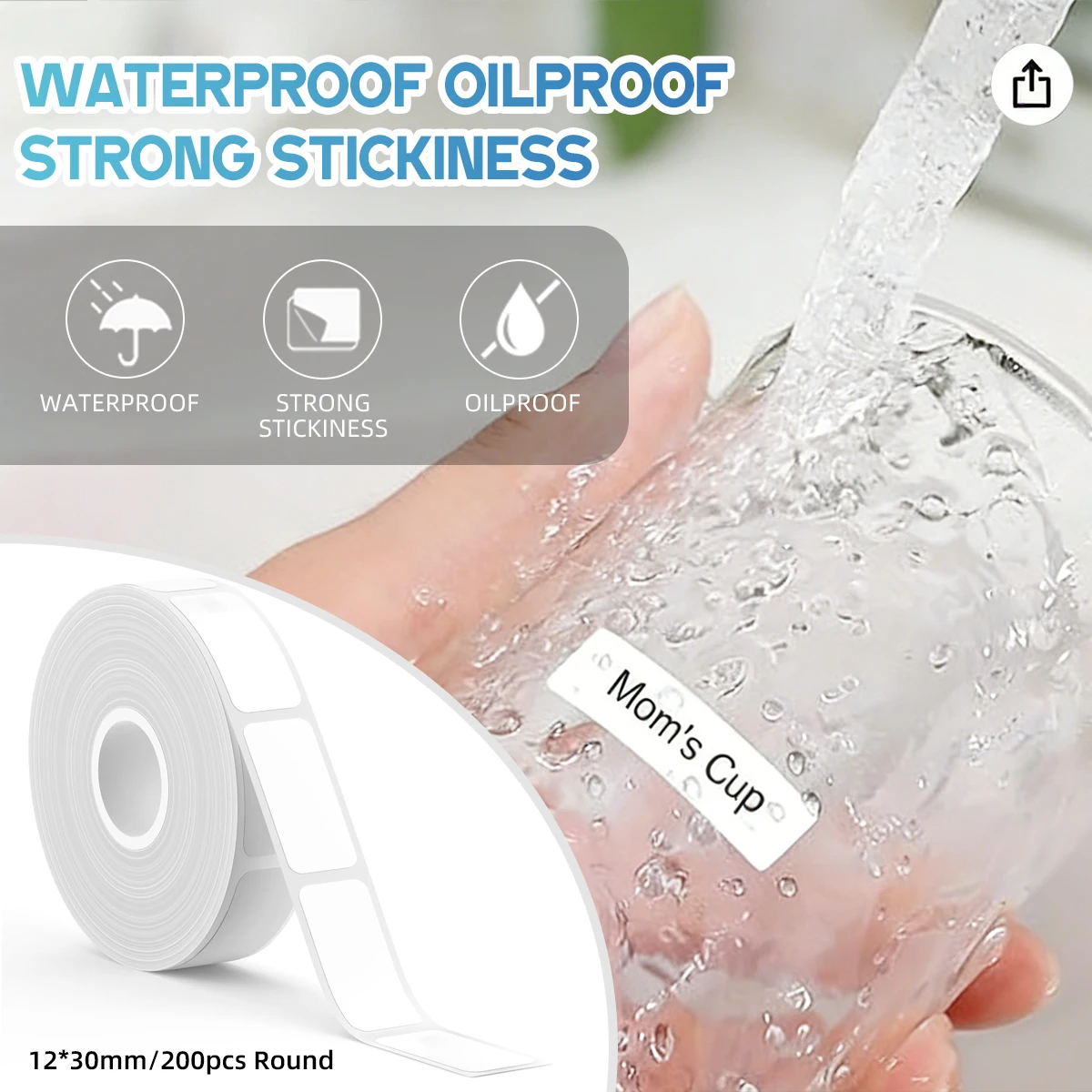 Thermal Printer Labels White Waterproof Tear-Resistant Anti-Oil Adhesive Sticker Compatible with Marklife P15/M1/P12 Printer