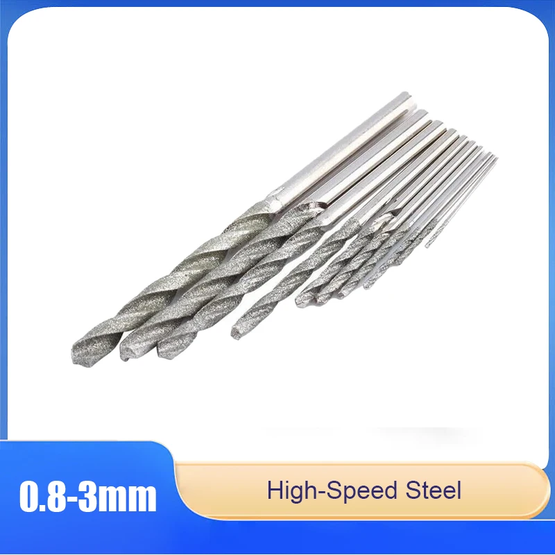 

1/2/5/10/20pcs Emery-Coated HSS Twist Drill Bits Suitable For Drilling Jewelry, Agate, Glass, And Ceramics Blade Width: 0.8-3mm