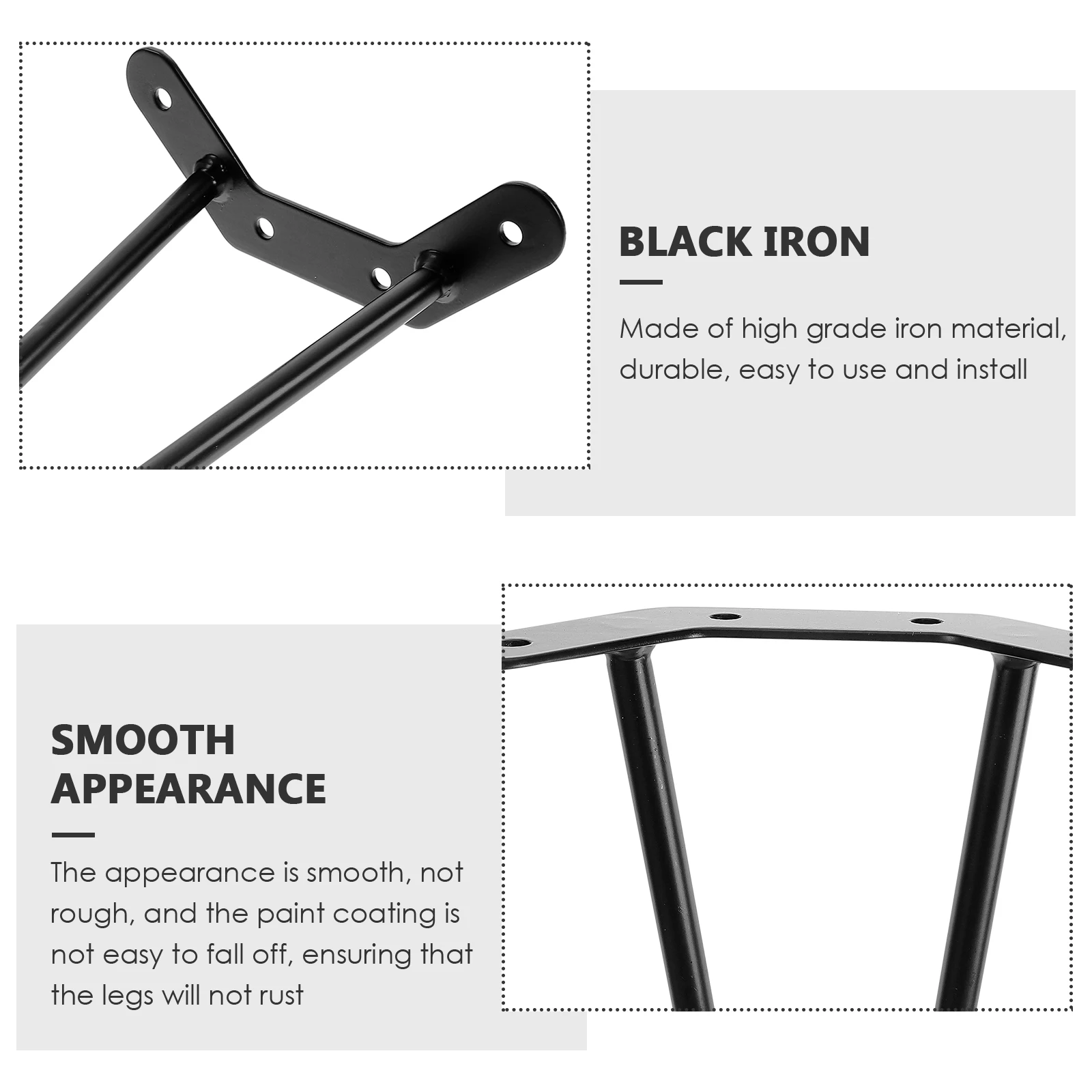 

2pcs Black 250mm Height Simple Table Legs Hairpin Metal Furniture Dining Kitchen End Coffee Heavy Duty Sturdy Reliable