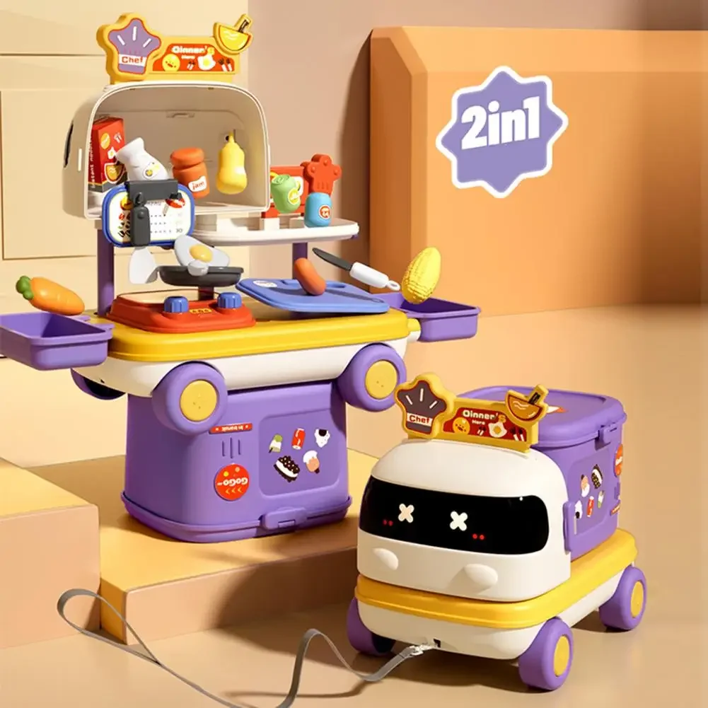 Kids Doctor Keuken Make-up Speelgoed voor Meisjes Interactieve Pretend Game Set Draagbare Opvouwbare Opbergdoos Kinderen Verjaardagscadeautjes