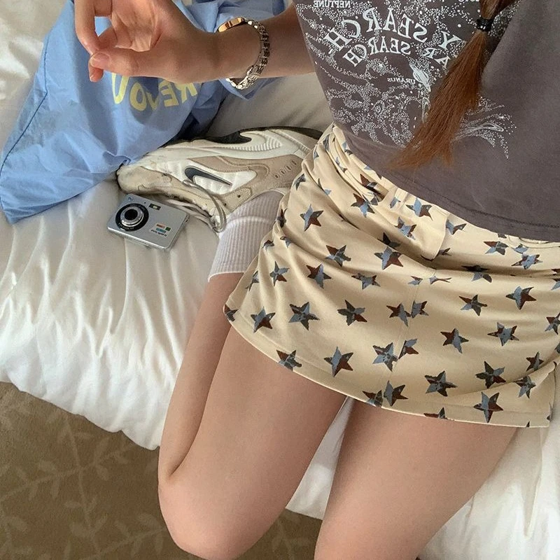 طباعة الدنيم تنورة للنساء الشارع موضة الهيب هوب خمر تنورة صغيرة الكورية موضة الملابس عادية عالية الخصر سليم صالح السراويل