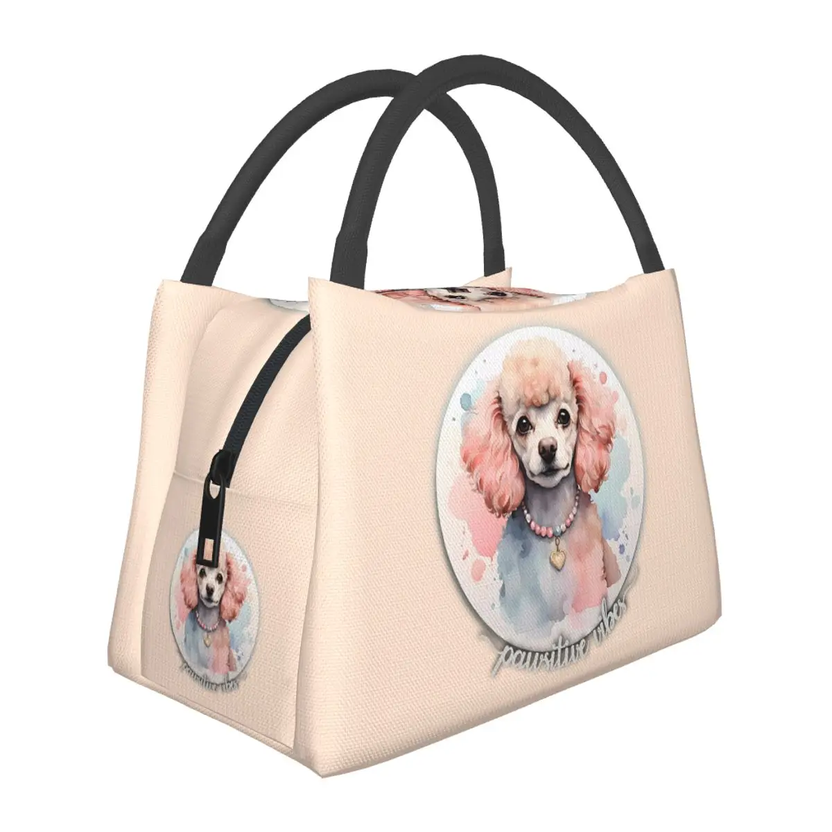 Curly Cuddles Watercolor Poodle Charm Lunch Bags Bento Box Lunch Tote Picnic Bags Thermal Bag for Woman Children School