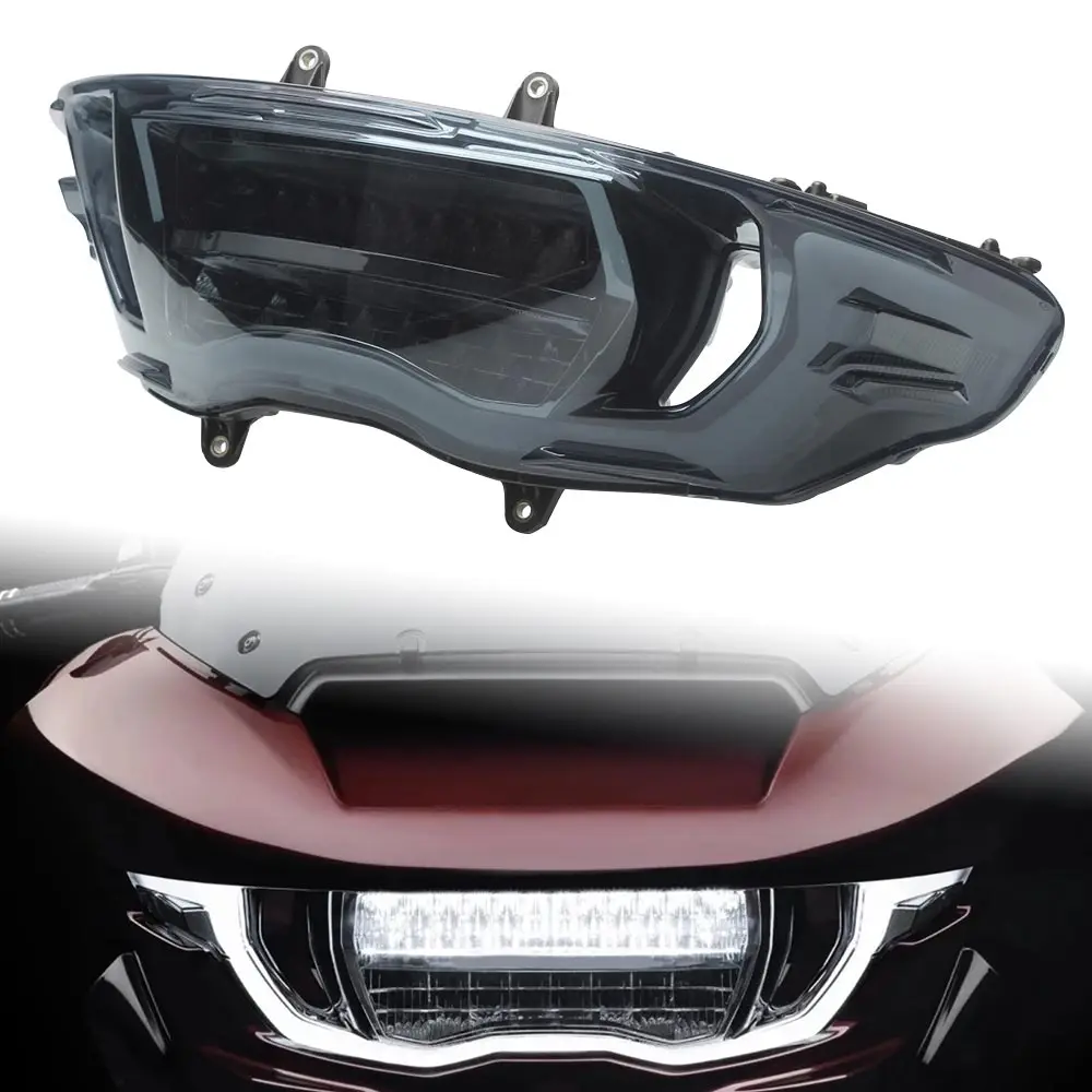 

Новая светодиодная фара для мотоциклов Harley FLTRT, FLTRXSE, FLTRXSTSE, FLTRX, FLTRXL 2023-2026, корпус из ABS-пластика, черная, с дымчатыми линзами из поликарбоната