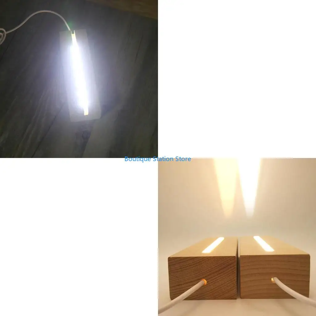 

Y55F LED Light Base White/Warm Light Rectangular Show Stand for 3D Glass Ball Art