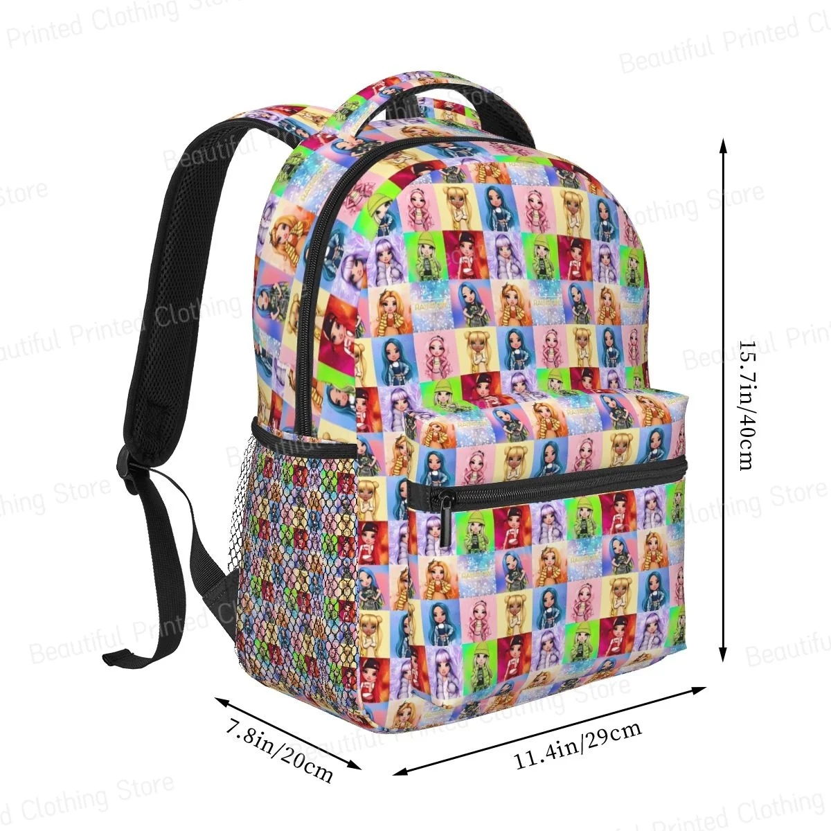 Monster High Versatile Backpack Boys Girls Bookbag Rainbow High Girls Teenage school bag Daily portable bag