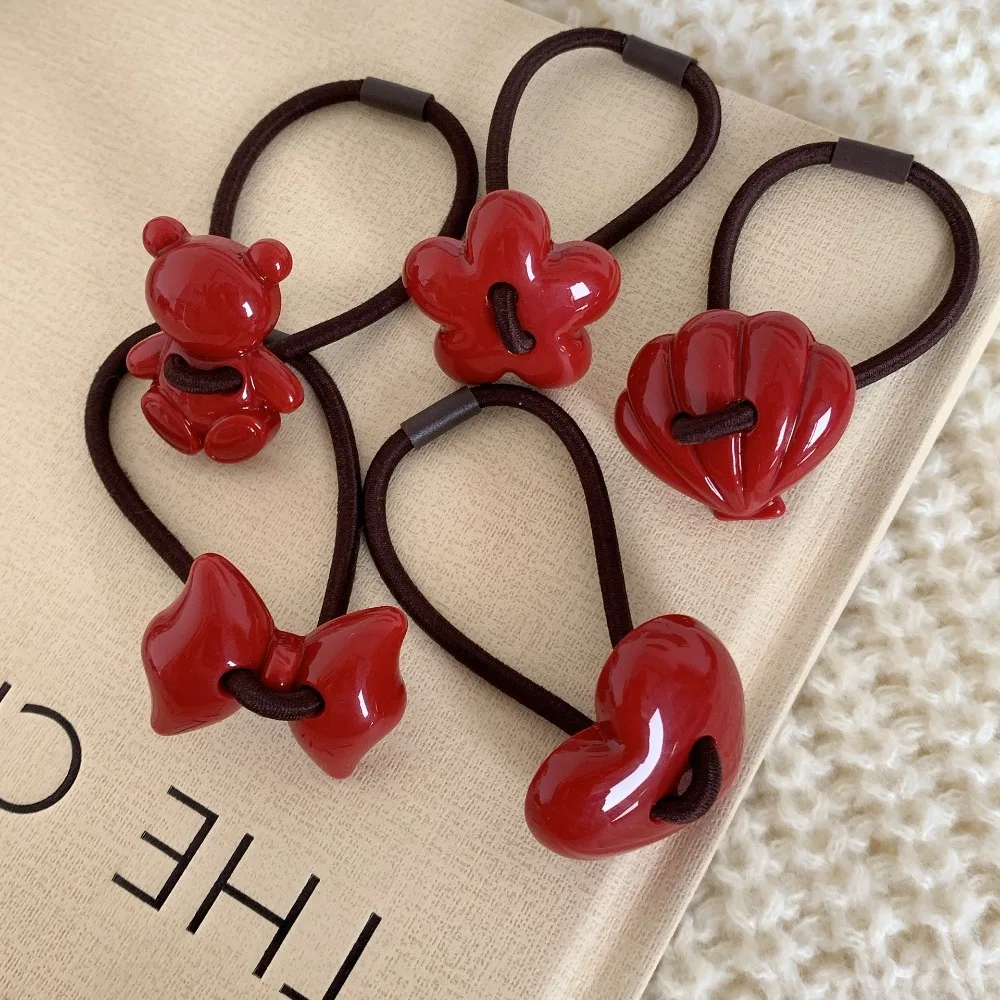 Bandes de Cheveux Rouges en Résine à Haute artificiel asticité, Corde en Caoutchouc, Accessoires Mignons pour Nouvel An