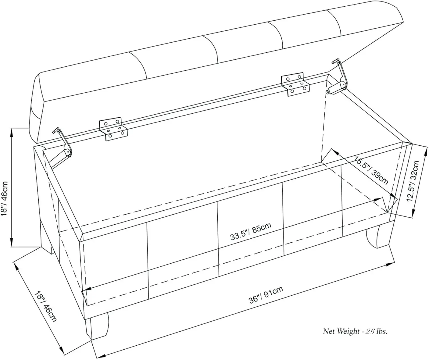

Simplihome Dover 36 Inch Wide Contemporary Rectangle Storage Ottoman Bench In Distressed Black Vegan Faux Leather, Assembled,