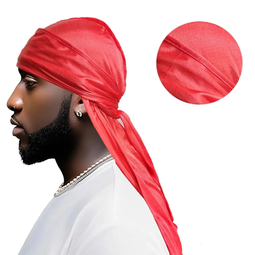

Fashion Silky Long Tail Hat Turban Silky Quick Drying Bandana Headwear Caps Durag Pirate Style Hijab Hair Accessories Unisex