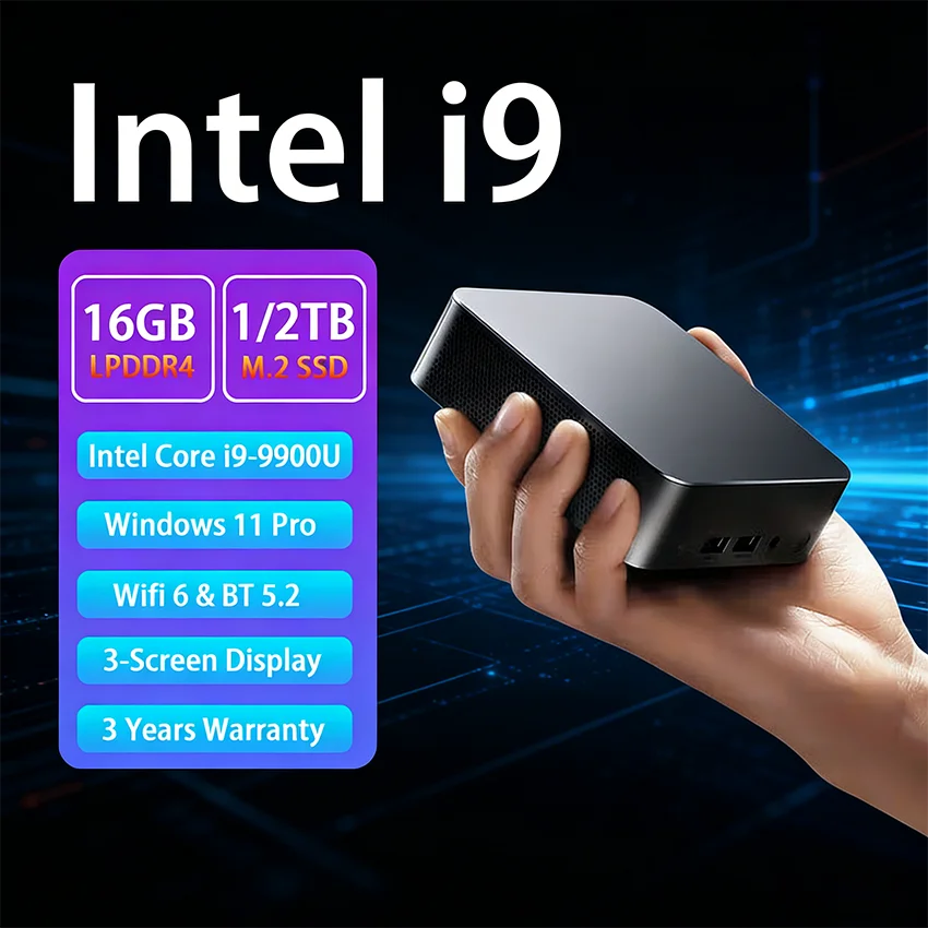 

HOT Selling Intel Core i9 9900U Windows 11 Gamer i9 Mini PC 16GB DDR4 512GB 1TB SSD 1000M Ethernet Gaming PC Desktop Computer