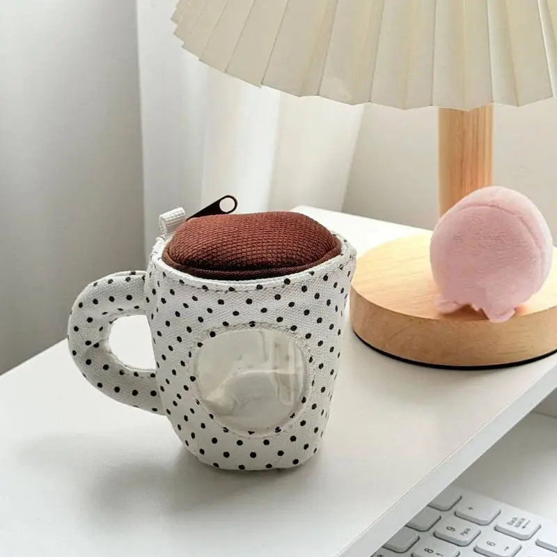 Spill-Proof Coffee Cup Pendant Creative Polka Dot Design Funny Bag Charm for Keychain Purse Decor Gift - view 4