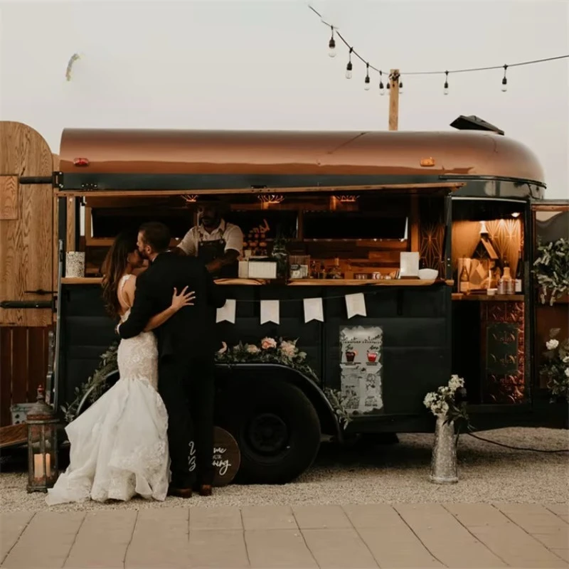 Vintage Horse Trailer Mobile Bar Cart for Wedding Party Drinks Coffee Beverage Catering